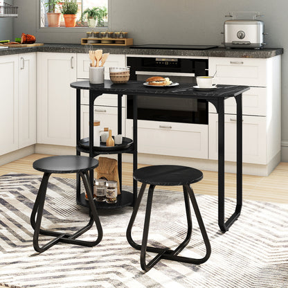 3-Piece Industrial Dining Table Set for Small Space, Black Dining Room Sets at Gallery Canada