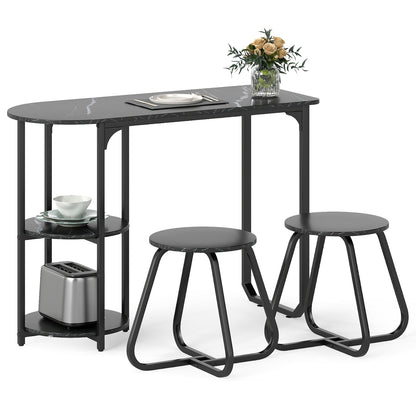 3-Piece Industrial Dining Table Set for Small Space, Black Dining Room Sets at Gallery Canada