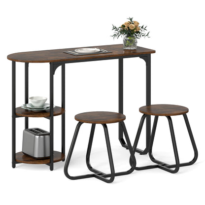 3-Piece Industrial Dining Table Set for Small Space, Rustic Brown Dining Room Sets Rustic Brown at Gallery Canada