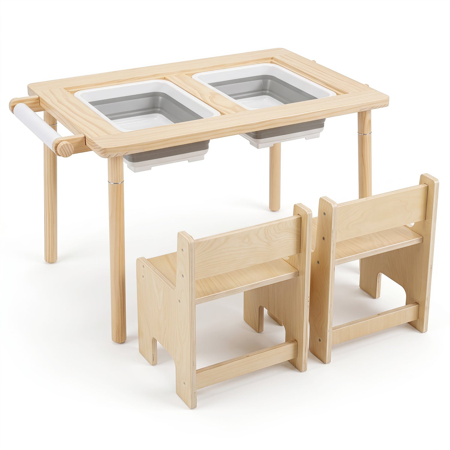 3-Piece Kids Activity Table & Chair Set, Adjustable Height, Natural Kids Table & Chair Sets at Gallery Canada