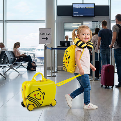 3-Piece Kids Luggage Set, Headrest, Backpack, Yellow
