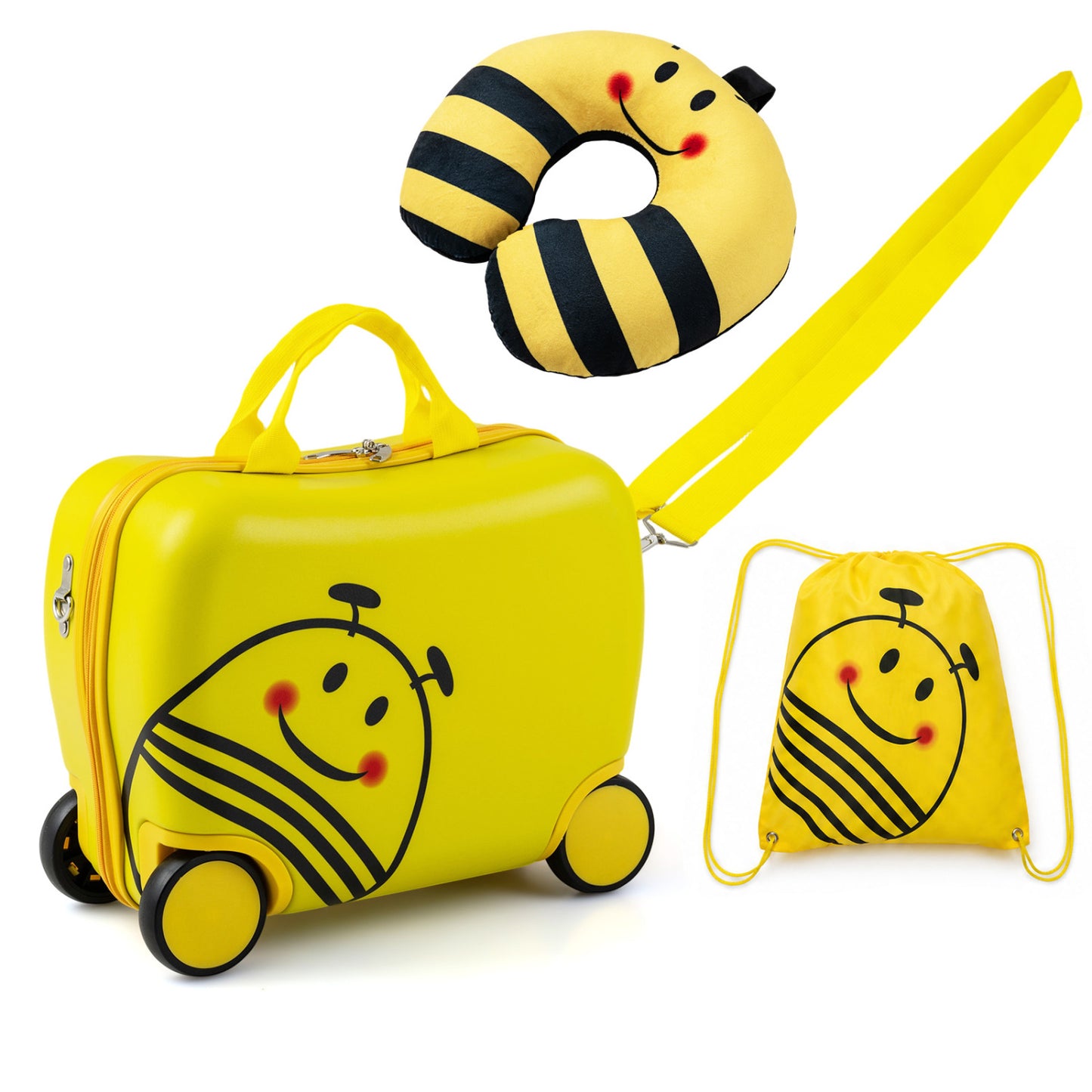 3-Piece Kids Luggage Set, Headrest, Backpack, Yellow