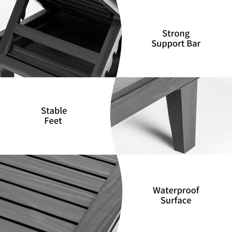 3-Piece Adjustable Chaise Lounge Set, 2 Recliners, 1 Side Table, Garden Backyard Outdoor Chaise Lounges at Gallery Canada