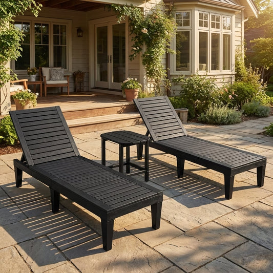 3-Piece Adjustable Chaise Lounge Set, 2 Recliners, 1 Side Table, Garden Backyard Outdoor Chaise Lounges Options at Gallery Canada