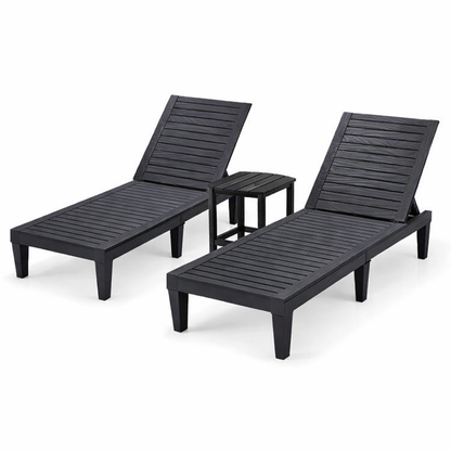 3-Piece Adjustable Chaise Lounge Set, 2 Recliners, 1 Side Table, Garden Backyard Outdoor Chaise Lounges at Gallery Canada