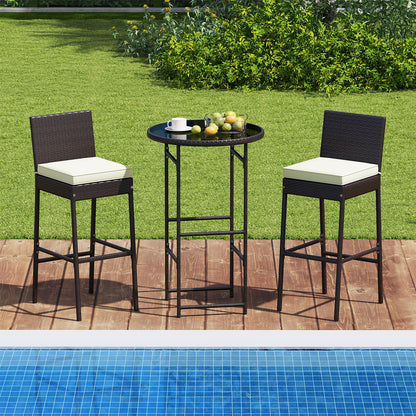 3 Piece Outdoor Bar Set Patio Heavy-Duty Metal Barstool and Table Set, White Patio Bar Furniture at Gallery Canada