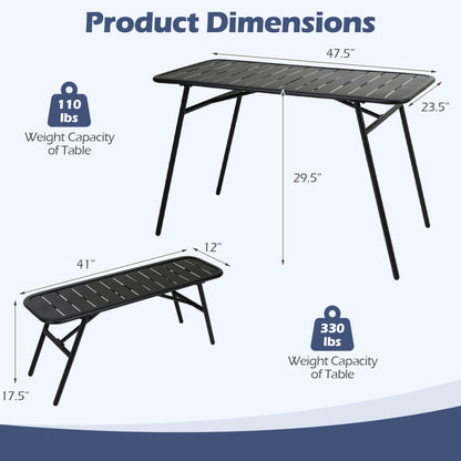 3-Piece Outdoor Dining Set with Coffee Table, 2 Benches, Black Patio Dining Sets at Gallery Canada