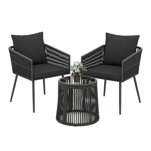 3-Piece Outdoor Furniture Set With Cushions, Porch Garden