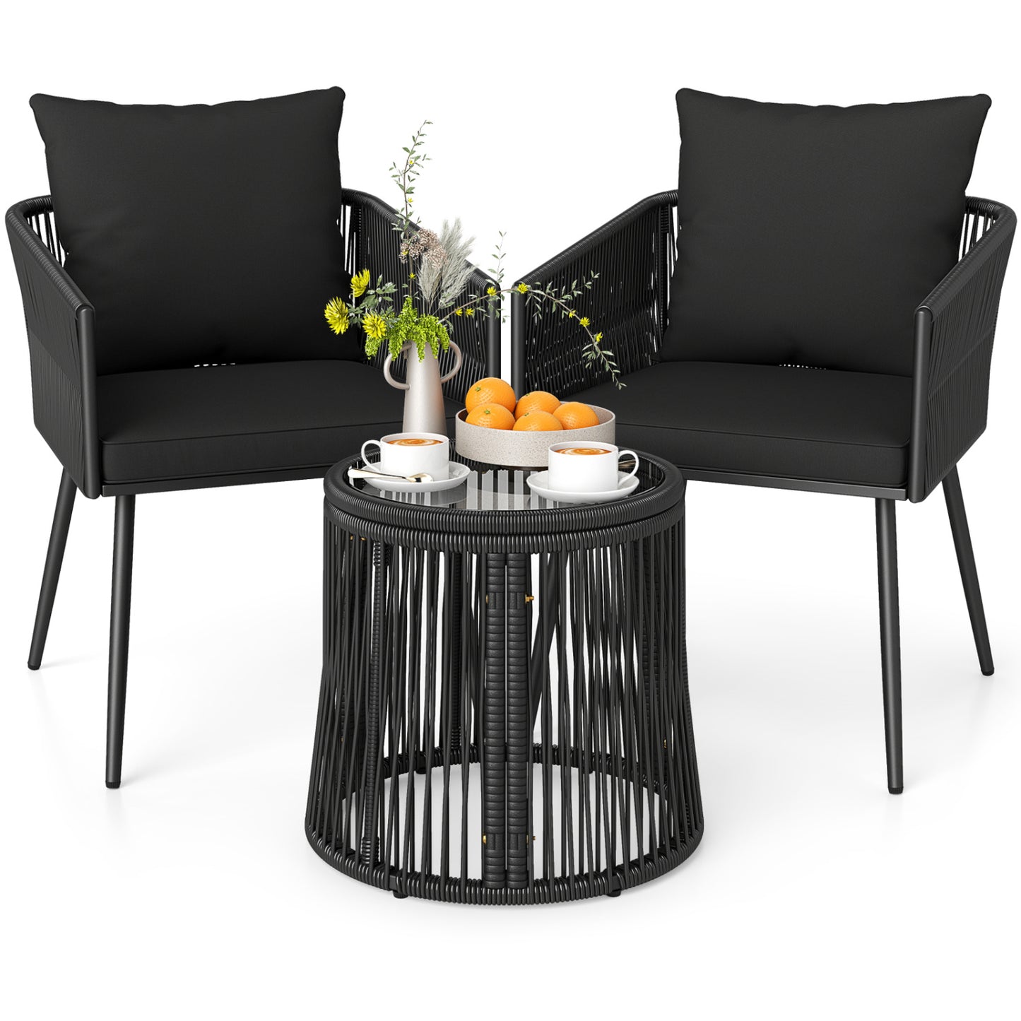 3-Piece Outdoor Furniture Set With Cushions, Porch Garden Patio Conversation Sets at Gallery Canada