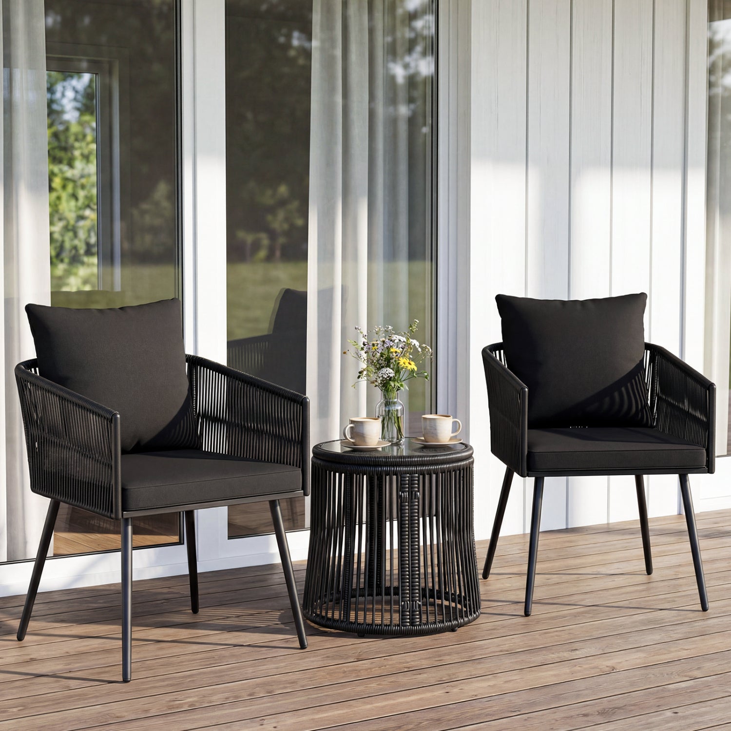 3-Piece Outdoor Furniture Set With Cushions, Porch Garden Patio Conversation Sets at Gallery Canada