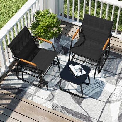 3-Piece Outdoor Glider Bistro Set, Black