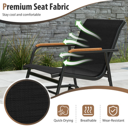 3-Piece Outdoor Glider Bistro Set, Black
