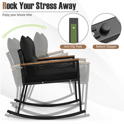 3-Piece Outdoor Rattan Bistro Set, Black