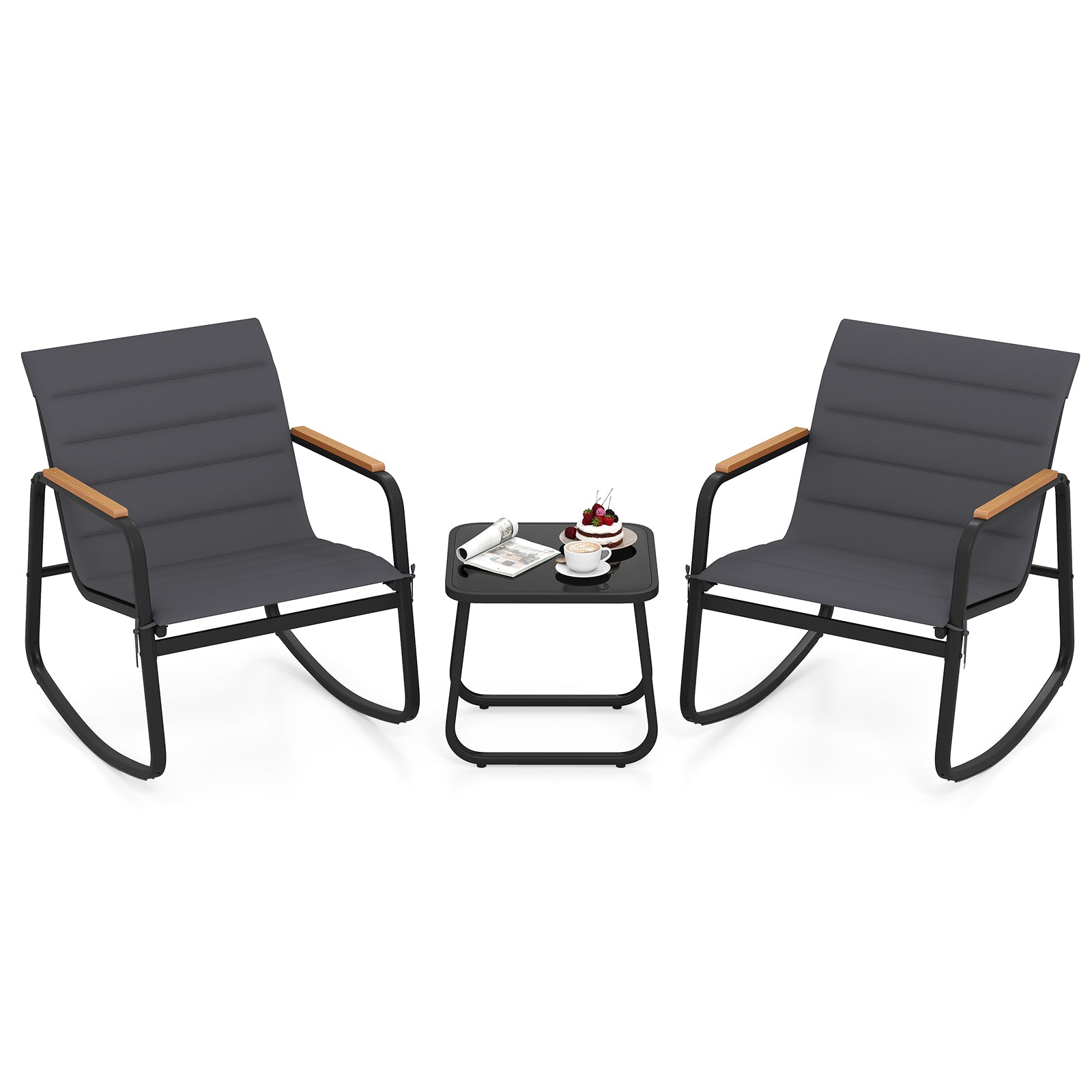 Outdoor Rocking Bistro Set, 3 Piece, Gray Patio Conversation Sets at Gallery Canada