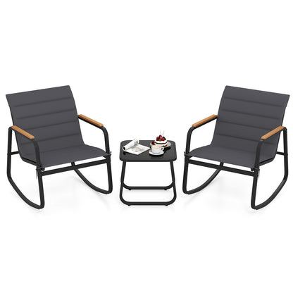 Outdoor Rocking Bistro Set, 3 Piece, Gray Patio Conversation Sets at Gallery Canada