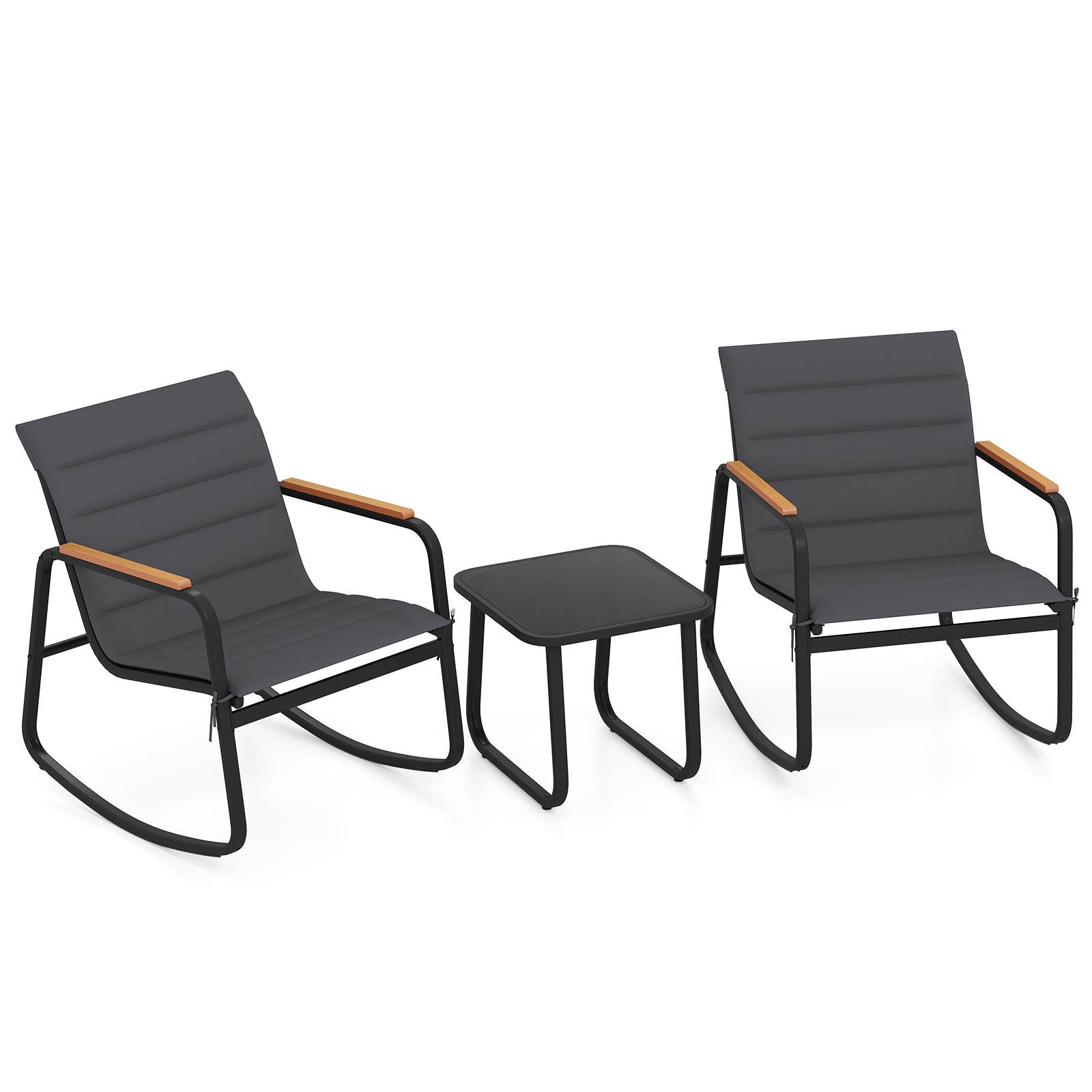 Outdoor Rocking Bistro Set, 3 Piece, Gray Patio Conversation Sets at Gallery Canada