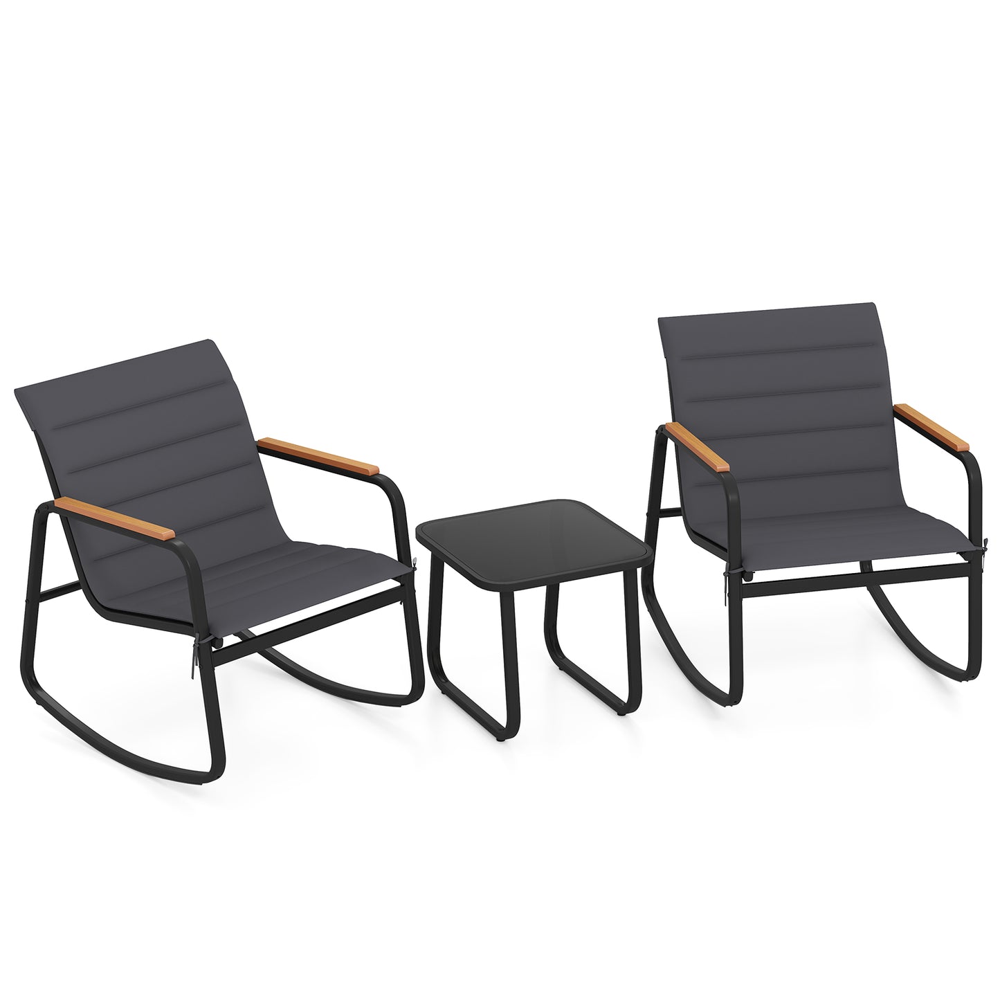 Outdoor Rocking Bistro Set, 3 Piece, Gray Patio Conversation Sets at Gallery Canada