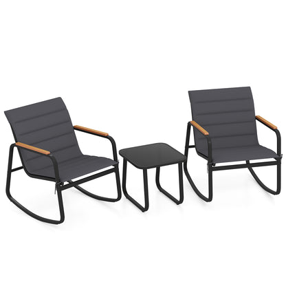 Outdoor Rocking Bistro Set, 3 Piece, Gray Patio Conversation Sets at Gallery Canada