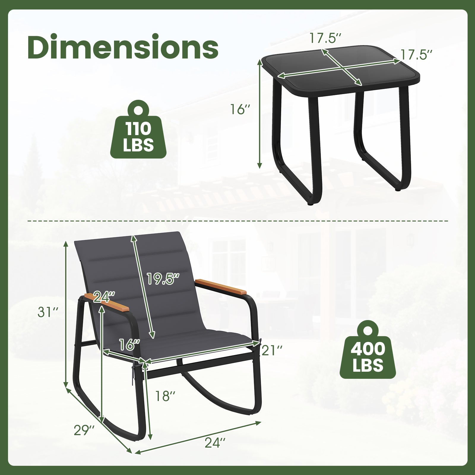 Outdoor Rocking Bistro Set, 3 Piece, Gray Patio Conversation Sets at Gallery Canada