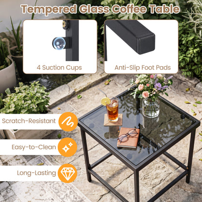 3-Piece Outdoor Rocking Bistro Set with Soft Cushions & Tempered Glass Table-Dark, Black Patio Furniture Sets at Gallery Canada