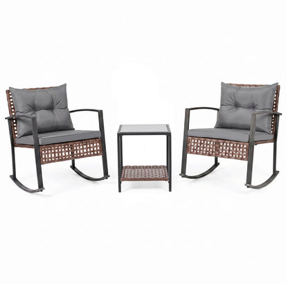 3-Piece Outdoor Rocking Chair Set, Gray