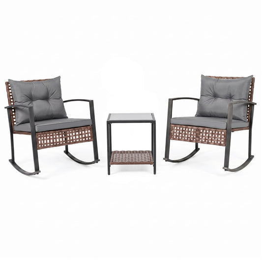 3-Piece Outdoor Rocking Chair Set, Gray Patio Dining Sets Gray at Gallery Canada