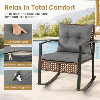3-Piece Outdoor Rocking Chair Set, Gray