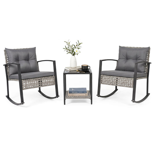 Outdoor Rocking Chair Set, 3-Piece, Gray Patio Rocking Chairs & Gliders Gray at Gallery Canada