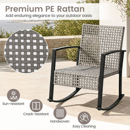 Ensemble de fauteuils à bascule d'extérieur, 3 pièces, gris