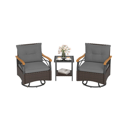 Outdoor Swivel Chair Set, 3 Piece, With Tempered Glass Side Table, Gray Patio Conversation Sets at Gallery Canada
