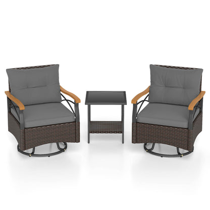 Outdoor Swivel Chair Set, 3 Piece, With Tempered Glass Side Table, Gray Patio Conversation Sets at Gallery Canada