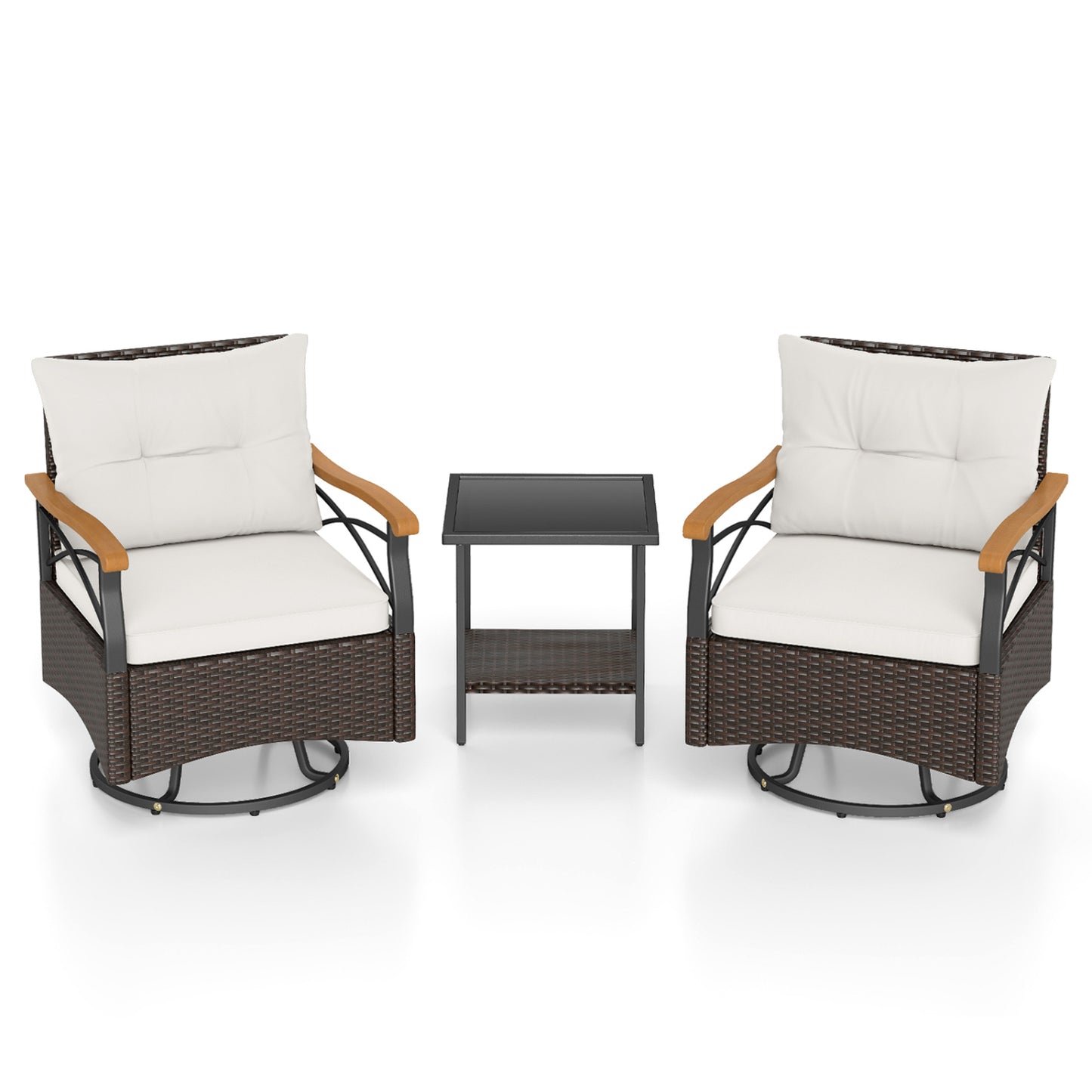 Outdoor Swivel Chair Set, 3 Piece, White Patio Conversation Sets at Gallery Canada