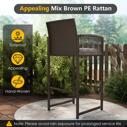 3 Piece Patio Bar Set Outdoor Wicker Bar Height Round Table and Armchairs, White Patio Bar Furniture at Gallery Canada