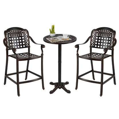 3 Piece Patio Bar Set Outdoor Cast Aluminum Round High Top Table 2 Counter Height Bar Stools Patio Bar Furniture Options at Gallery Canada