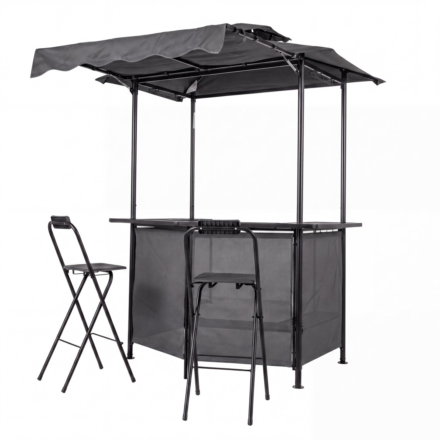 3-Piece Patio Bar Set, with Grill Gazebo & 2 Stools, Black Patio Bar Furniture Black at Gallery Canada