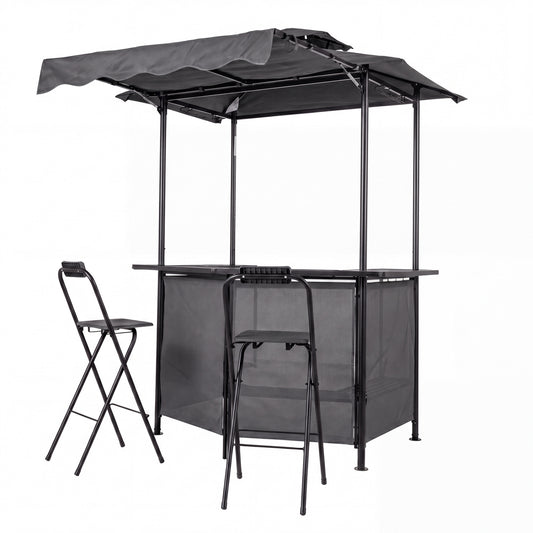 3-Piece Patio Bar Set, with Grill Gazebo & 2 Stools, Black Patio Bar Furniture Black at Gallery Canada