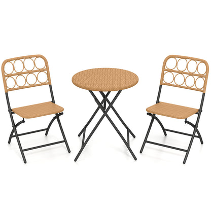 3 Piece Patio Bistro Set, Folding Round Table And Chairs, Wicker Seat Patio Conversation Sets Options at Gallery Canada