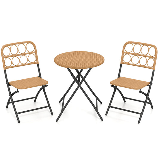 3 Piece Patio Bistro Set Folding Round Table and Chairs with Wicker Seat Patio Conversation Sets Options at Gallery Canada
