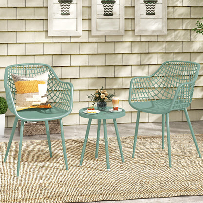 3 Piece Patio Chair Set with PP Seat and Tabletop for Porch, Green Patio Conversation Sets at Gallery Canada