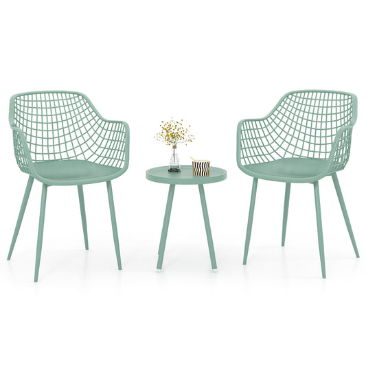 3 Piece Patio Chair Set with PP Seat and Tabletop for Porch, Green Patio Conversation Sets Green at Gallery Canada
