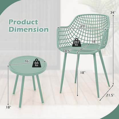 3 Piece Patio Chair Set with PP Seat and Tabletop for Porch, Green Patio Conversation Sets at Gallery Canada