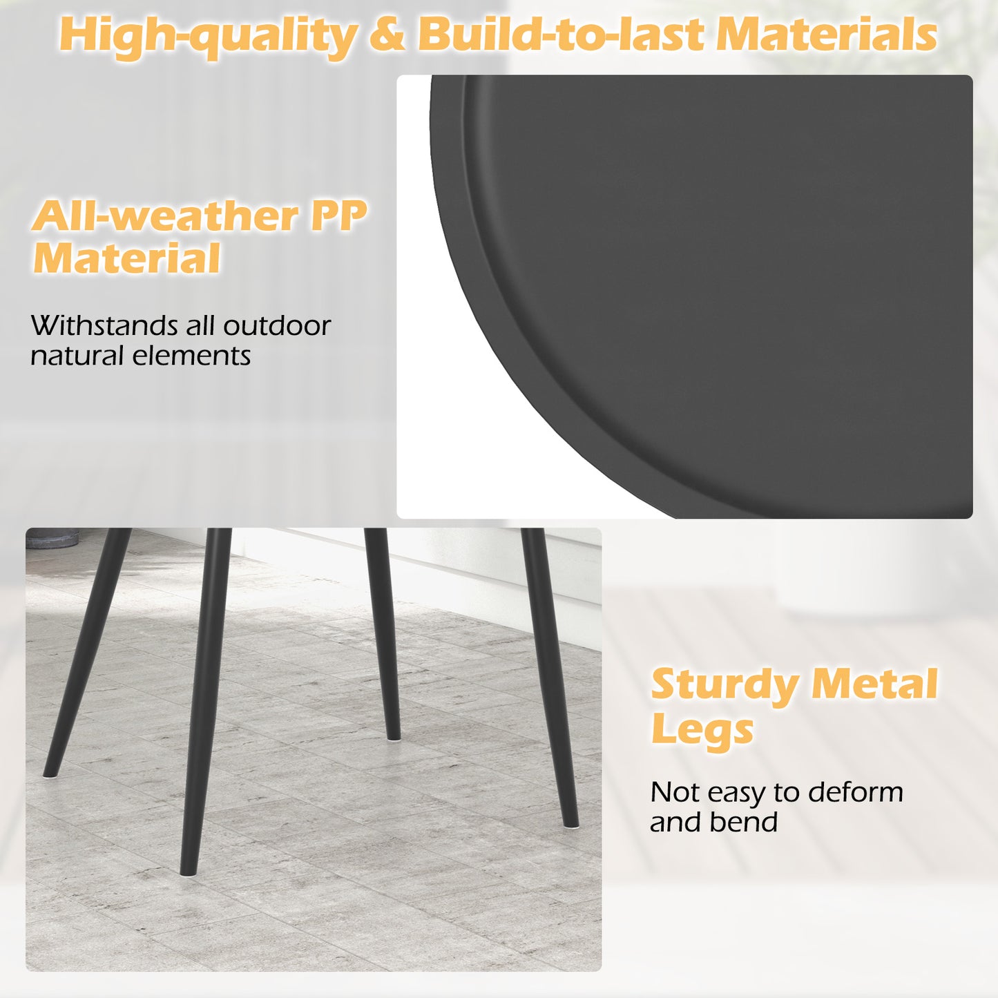3 Piece Patio Chair Set, PP Seat Tabletop, Black Patio Conversation Sets at Gallery Canada