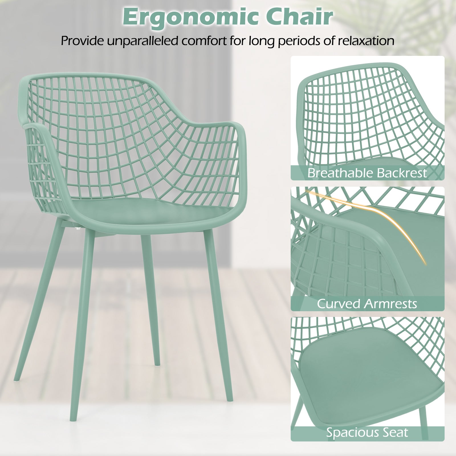 3 Piece Patio Chair Set with PP Seat and Tabletop for Porch, Green Patio Conversation Sets at Gallery Canada