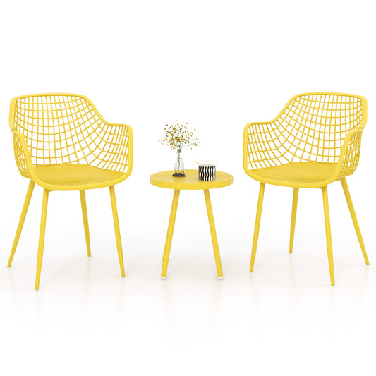 3 Piece Patio Chair Set, PP Seat Tabletop, Yellow Patio Conversation Sets Yellow at Gallery Canada