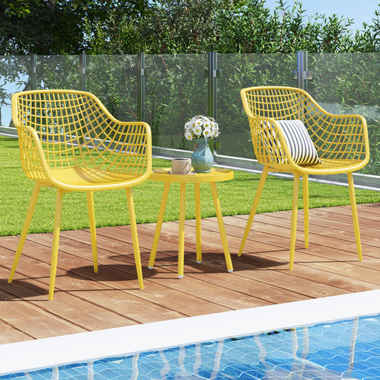 3 Piece Patio Chair Set, PP Seat Tabletop, Yellow Patio Conversation Sets Yellow at Gallery Canada