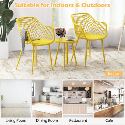 Ensemble de 3 chaises de patio, plateau en PP, jaune