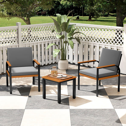 3 Piece Patio Furniture Set Outdoor Conversation Set with Coffee Table-Grey, Gray Patio Conversation Sets at Gallery Canada