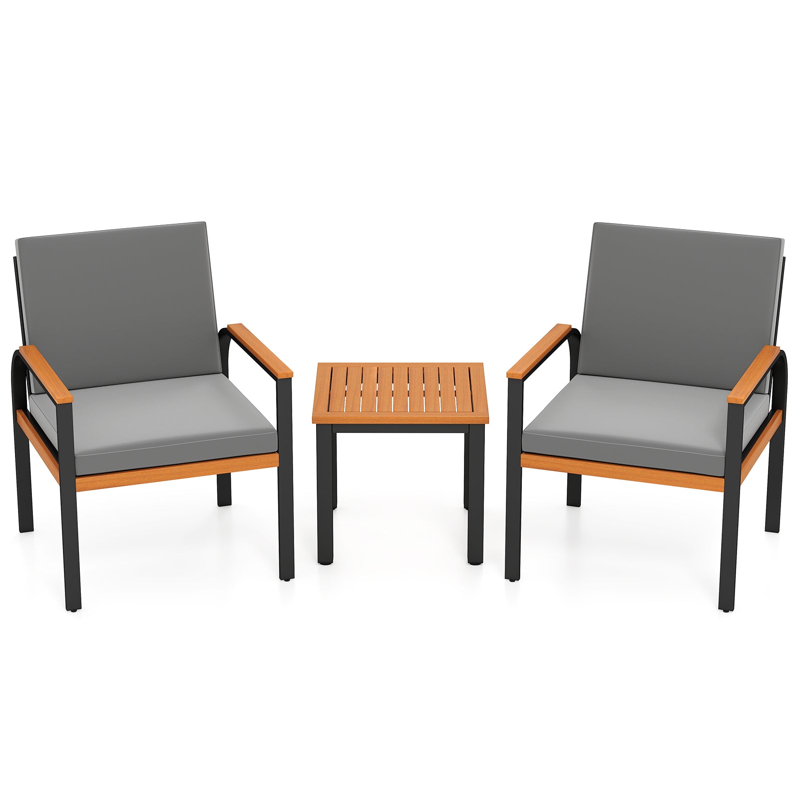 3 Piece Patio Furniture Set Outdoor Conversation Set with Coffee Table-Grey, Gray Patio Conversation Sets at Gallery Canada