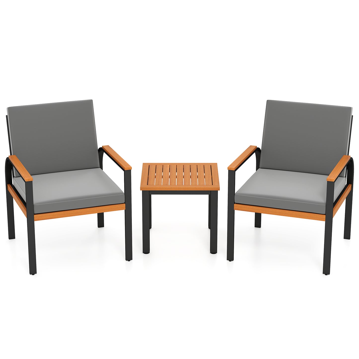 3 Piece Patio Furniture Set Outdoor Conversation Set with Coffee Table-Grey, Gray Patio Conversation Sets at Gallery Canada