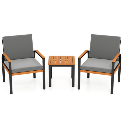 3 Piece Patio Furniture Set Outdoor Conversation Set with Coffee Table-Grey, Gray Patio Conversation Sets Gray at Gallery Canada